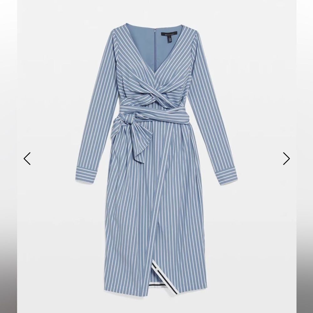 WHBM Poplin Twist-Front Midi Shirt Dress - Picture 3 of 15